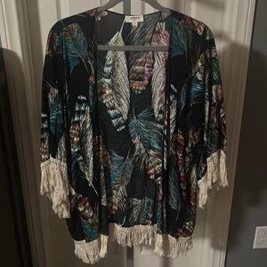 Umgee Feather Kimono W/ Tassels